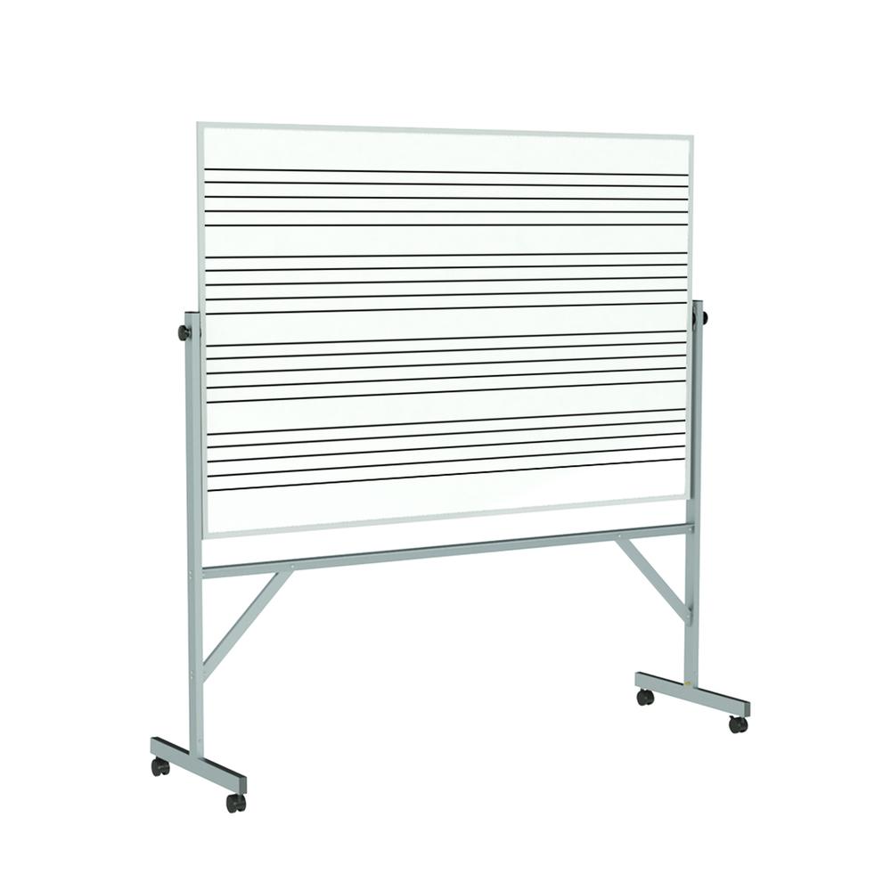 Ghent 78?"x 77¼" Alum Frame Reversible Porcelain Magnetic Whiteboard w/4 Markers & Eraser - Music Staff 2 Sides. Picture 1