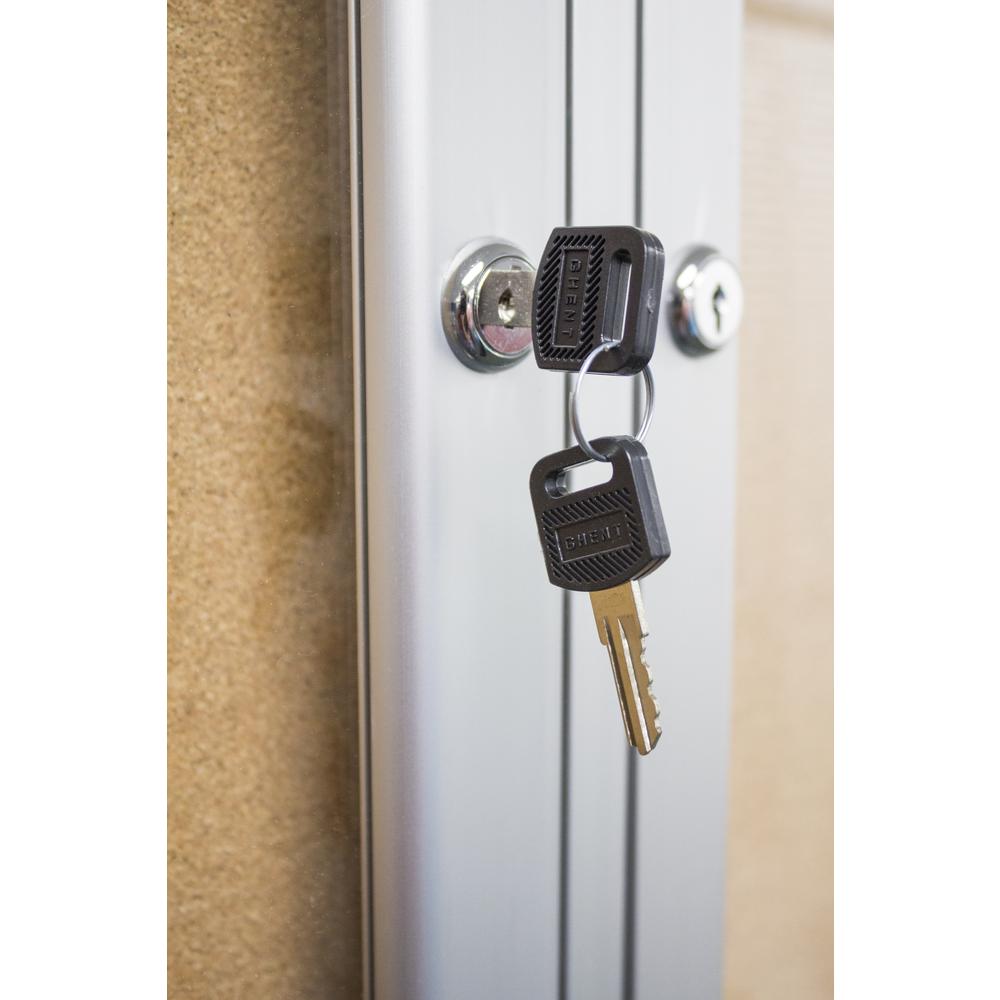 Ghent 1 Door Enclosed Natural Cork Bulletin Board with Satin Frame, 24"H x 18"W. Picture 3