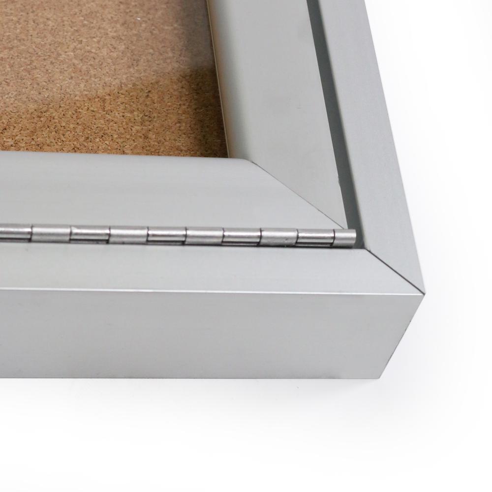 Ghent 1 Door Enclosed Natural Cork Bulletin Board with Satin Frame, 24"H x 18"W. Picture 4