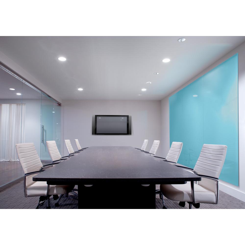 Ghent Aria 2'H x 3'W Magnetic Glass White Board, Blue Surface, Horizontal, 4 Rare Earth Magnets, 4 Markers and Eraser. Picture 3