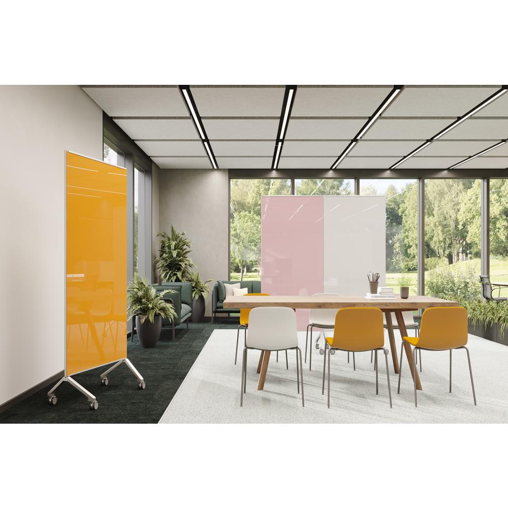 Ghent Pointe Magnetic Mobile Glassboard, White Painted Glass w/ Silver Frame, 77" H X 36" W. Picture 3