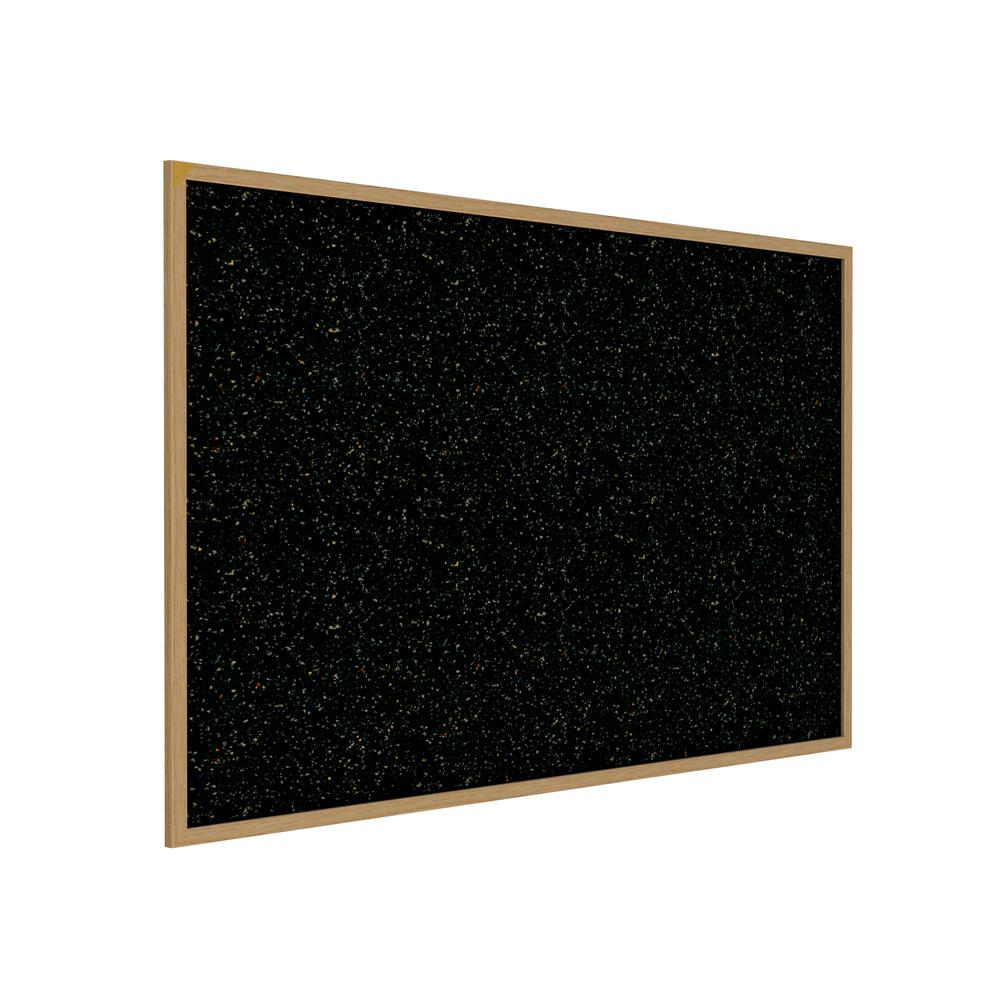 24.0"x36.0" Wood Fr, Oak Finish Recycled Rubber Bulletin Board - Confetti. Picture 1