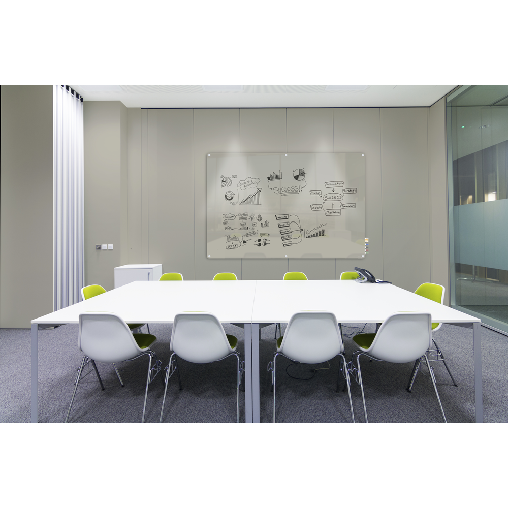 Ghent 2'x3' Harmony Magnetic Glass Board, Colors - Square Corners - Gray - 4 Rare Earth Magnets, 4 Markers and Eraser. Picture 2