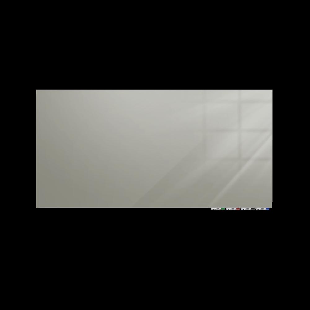 Ghent Aria 4'H x 5'W Magnetic Glass White Board, Gray Surface, Horizontal, 4 Rare Earth Magnets, 4 Markers and Eraser. Picture 1