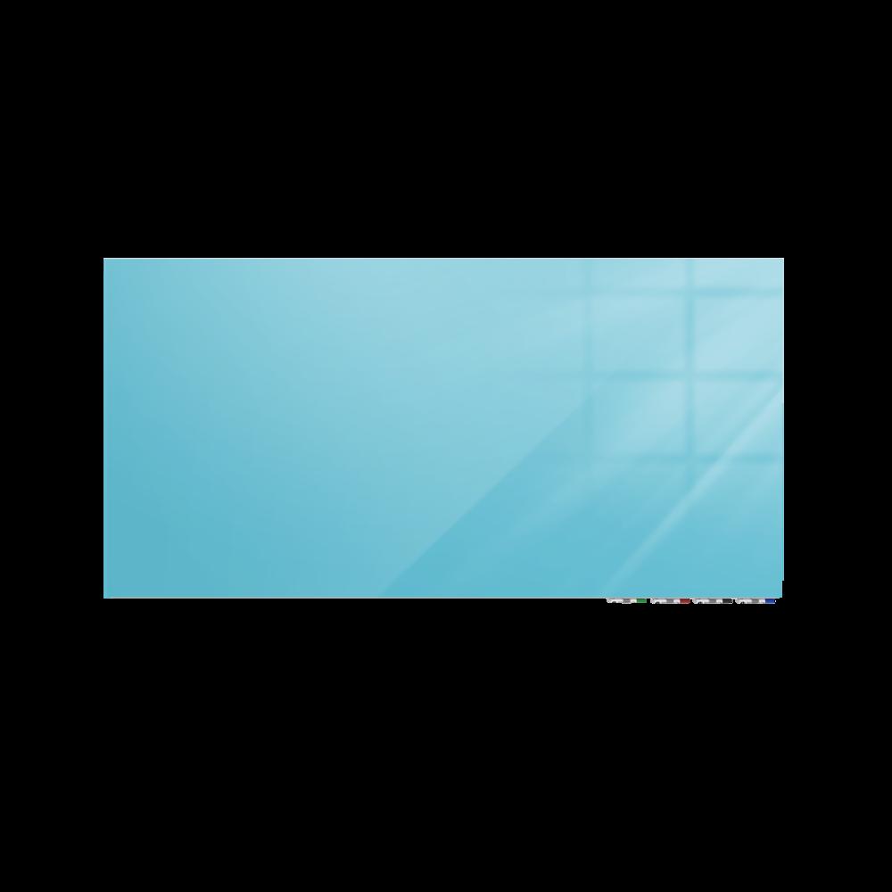 Ghent Aria 2'H x 3'W Magnetic Glass White Board, Blue Surface, Horizontal, 4 Rare Earth Magnets, 4 Markers and Eraser. Picture 1