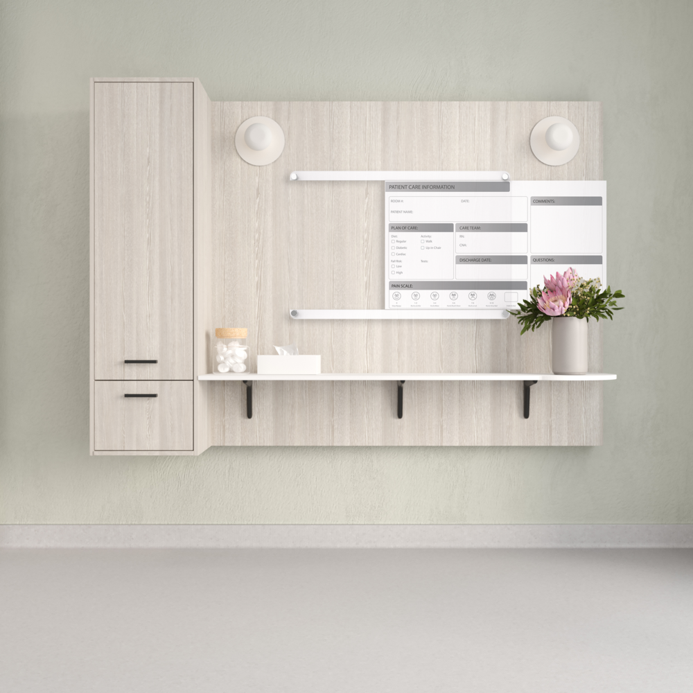 Ghent Graphics Slide Changeable Glassboard with Standoffs, Non-Magnetic, Patient Room Graphic, Horizontal, 18"H x 24"W. Picture 5