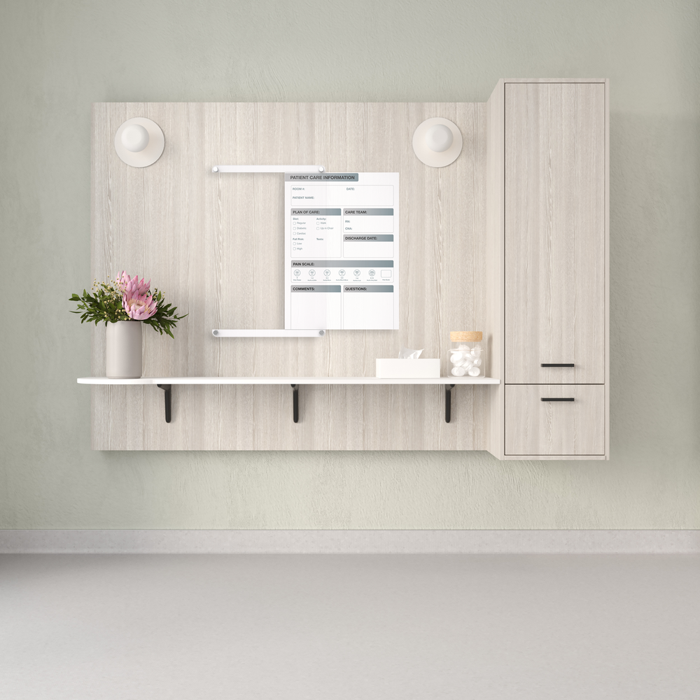 Ghent Graphics Slide Changeable Glassboard with Standoffs, Non-Magnetic, Patient Room Graphic, Vertical, 24"H x 18"W. Picture 5