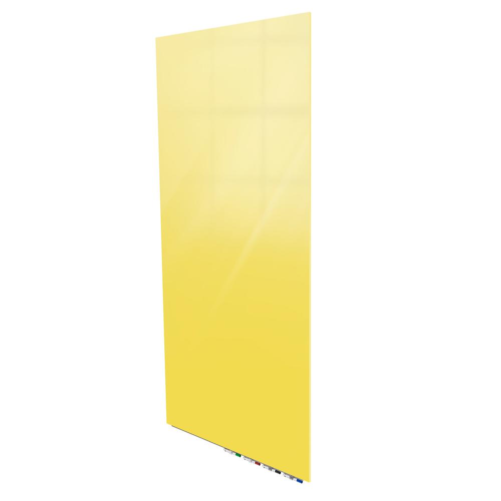 Ghent Aria 8'H x 4'W Magnetic Glass White Board, Gray Surface, Vertical, 4 Rare Earth Magnets, 4 Markers and Eraser. Picture 2