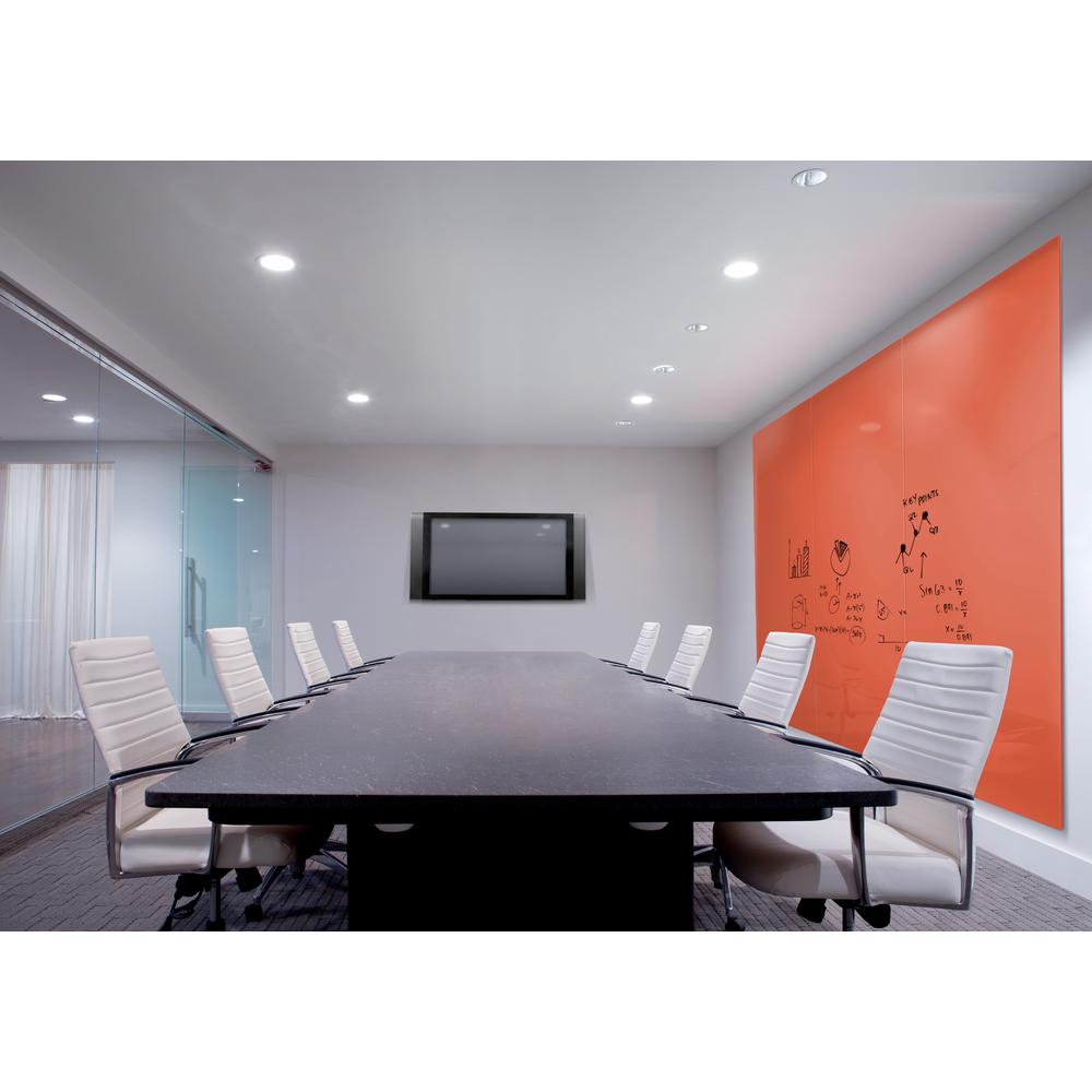 Ghent Aria 6'H x 4'W Magnetic Glass White Board, Gray Surface, Vertical, 4 Rare Earth Magnets, 4 Markers and Eraser. Picture 4