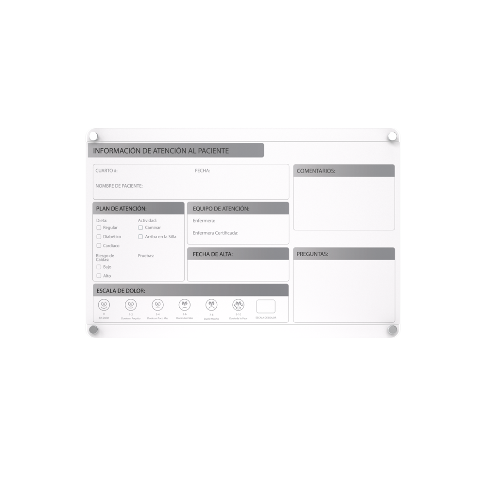 Ghent Graphics Slide Changeable Glassboard with Standoffs, Non-Magnetic, Patient Room Graphic, Horizontal, 18"H x 24"W. Picture 3