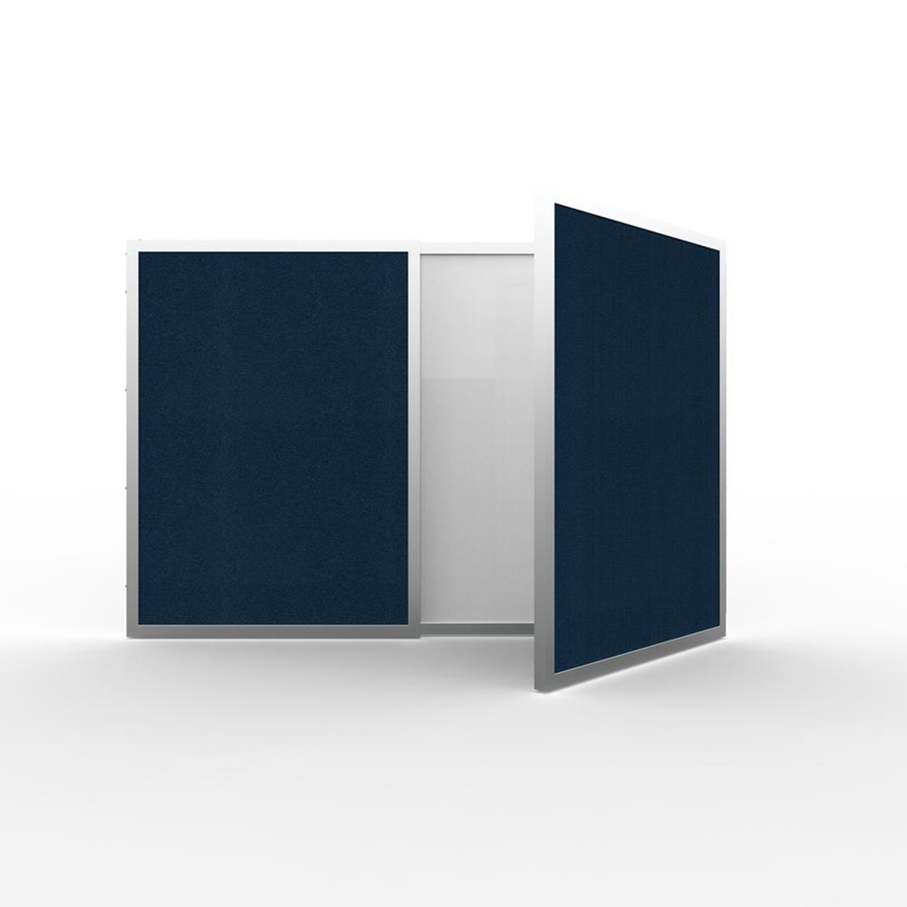 VisuALL PC Whiteboard Cabinet with Fabric Bulletin Board Exterior Doors, Blue. Picture 1