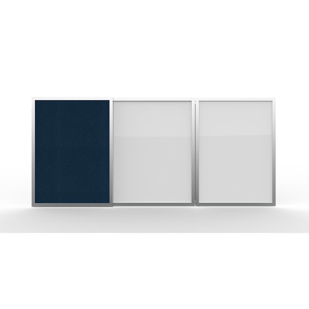 VisuALL PC Whiteboard Cabinet with Fabric Bulletin Board Exterior Doors, Blue. Picture 2