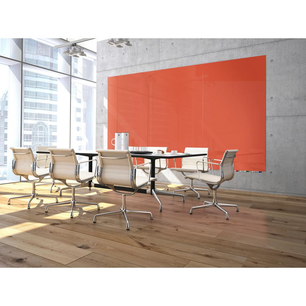 Ghent Aria 6'H x 4'W Magnetic Glass White Board, Gray Surface, Vertical, 4 Rare Earth Magnets, 4 Markers and Eraser. Picture 3
