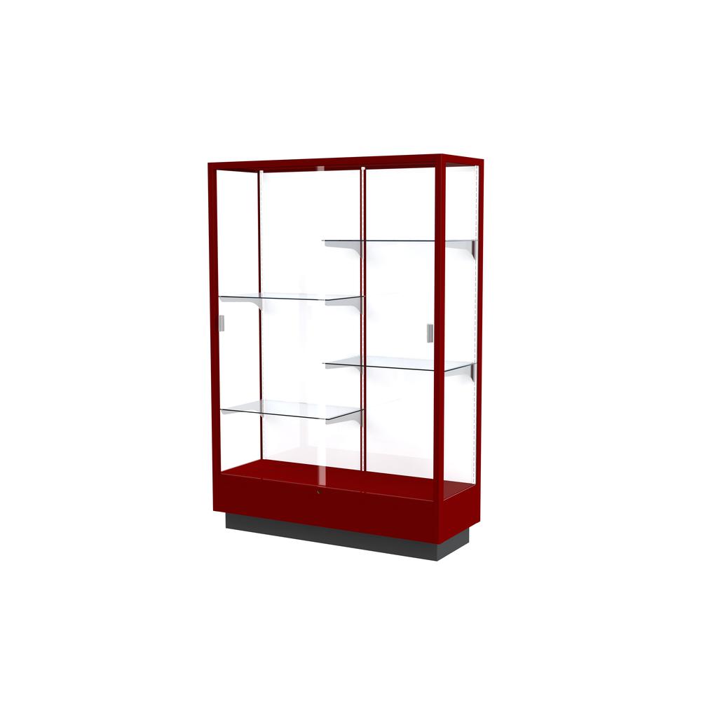 Heritage  48"W x 70"H x 18"D  Floor Case, White Back, Hardwood Cordovan Finish. Picture 1