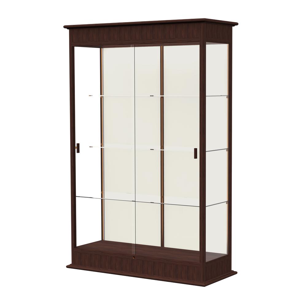 Varsity  48"W x 77"H x 18"D  Lighted Floor Case, Sliding Doors, Plaque Back, Espresso Finish. Picture 1