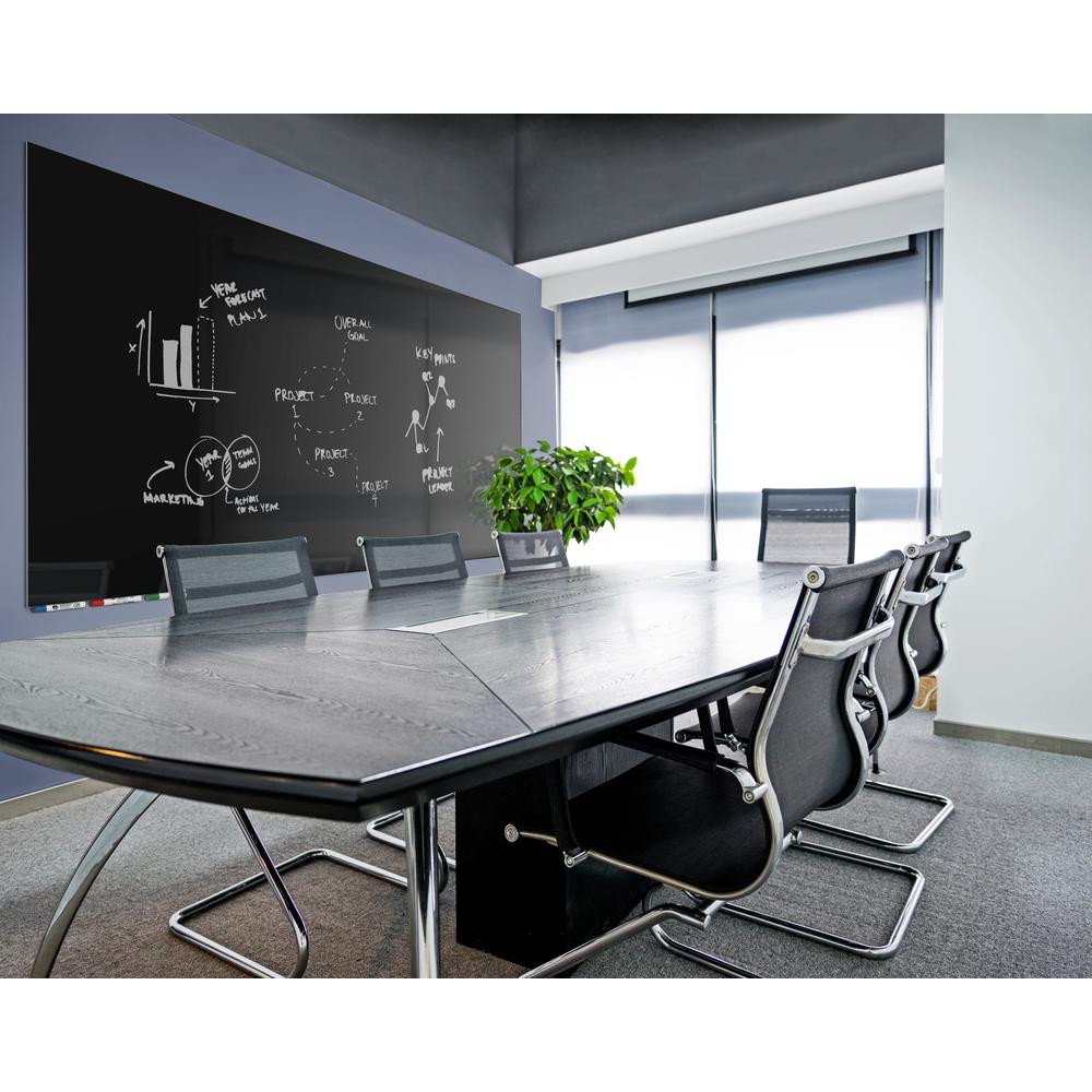 Ghent Aria 4'H x 4'W Magnetic Glass White Board, Blue Surface, , 4 Rare Earth Magnets, 4 Markers and Eraser. Picture 4
