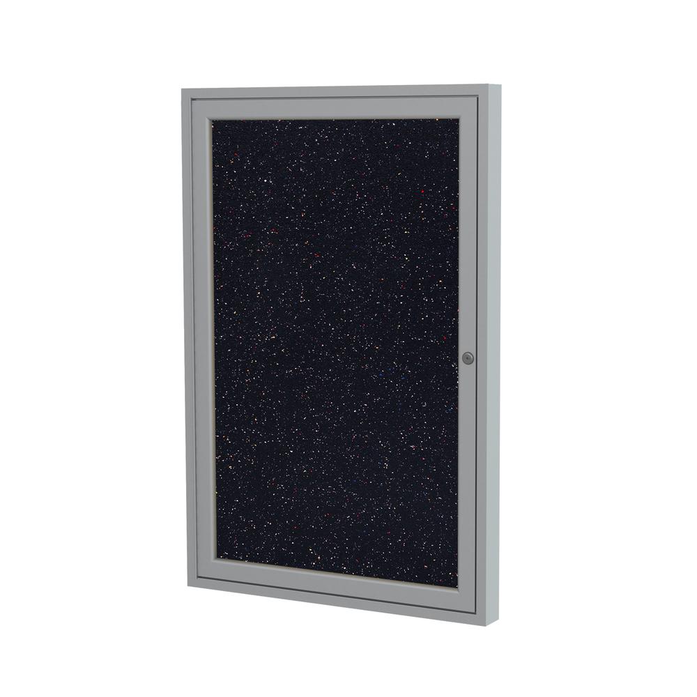48"x60" 2-Dr Satin Alum Fr Enclosed Recycled Rubber Bulletin Board - Confetti. Picture 1