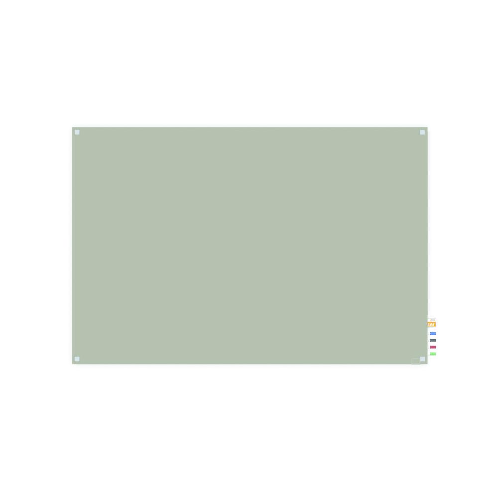 Ghent 2'x3' Harmony Magnetic Glass Board, Colors - Square Corners - Gray - 4 Rare Earth Magnets, 4 Markers and Eraser. Picture 1
