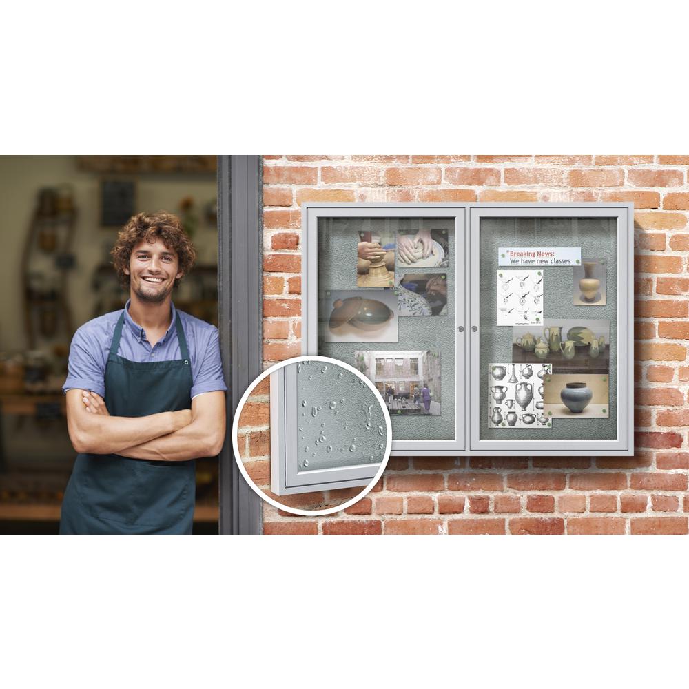 48"x72" 3-Door Satin Aluminum Frame Enclosed Vinyl Bulletin Board - Silver. Picture 3