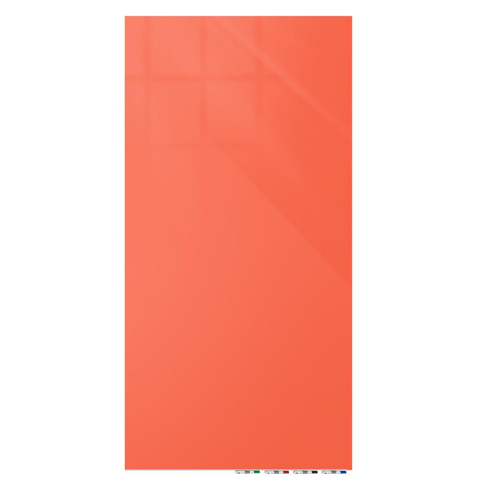 Ghent Aria 6'H x 4'W Magnetic Glass White Board, Gray Surface, Vertical, 4 Rare Earth Magnets, 4 Markers and Eraser. Picture 1