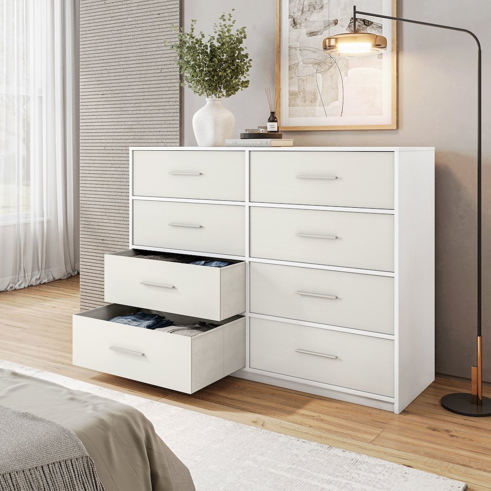 8-Drawer Dresser with Large Fabric Drawers, White. Picture 2