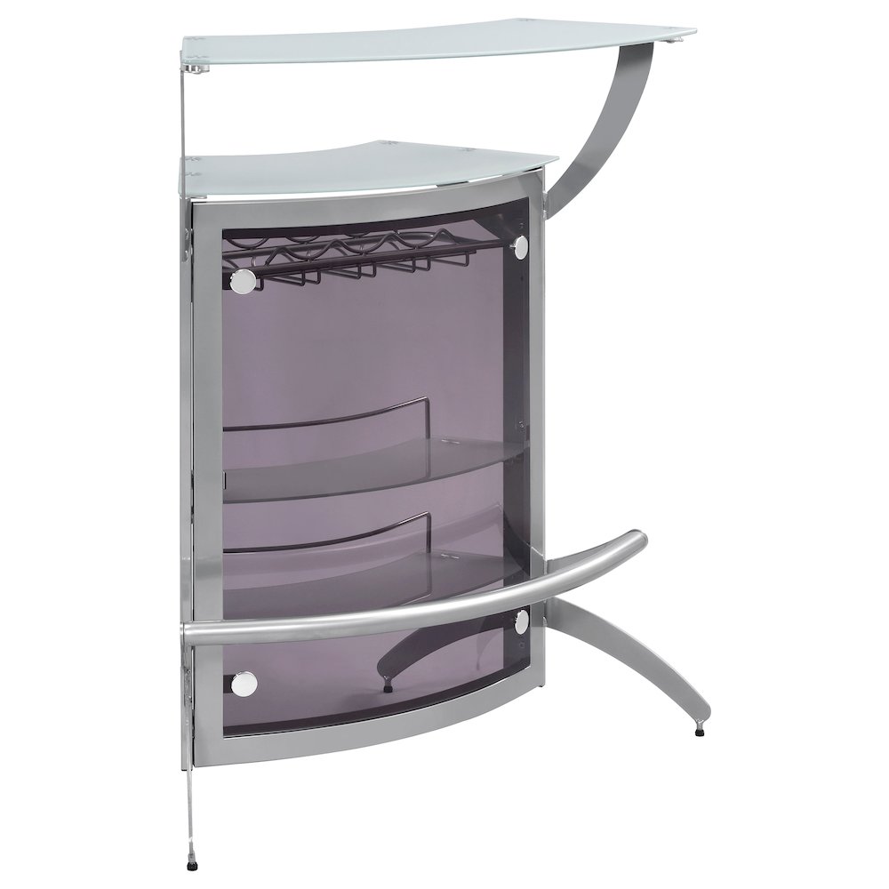 Dallas 2-shelf Curved Freestanding Home Bar Cabinet Silver. Picture 1