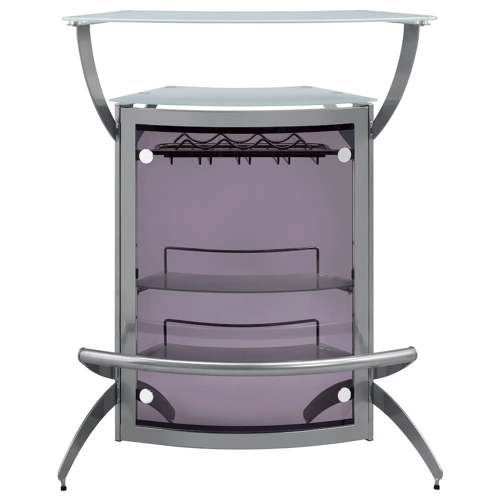 Dallas 2-shelf Curved Freestanding Home Bar Cabinet Silver. Picture 3
