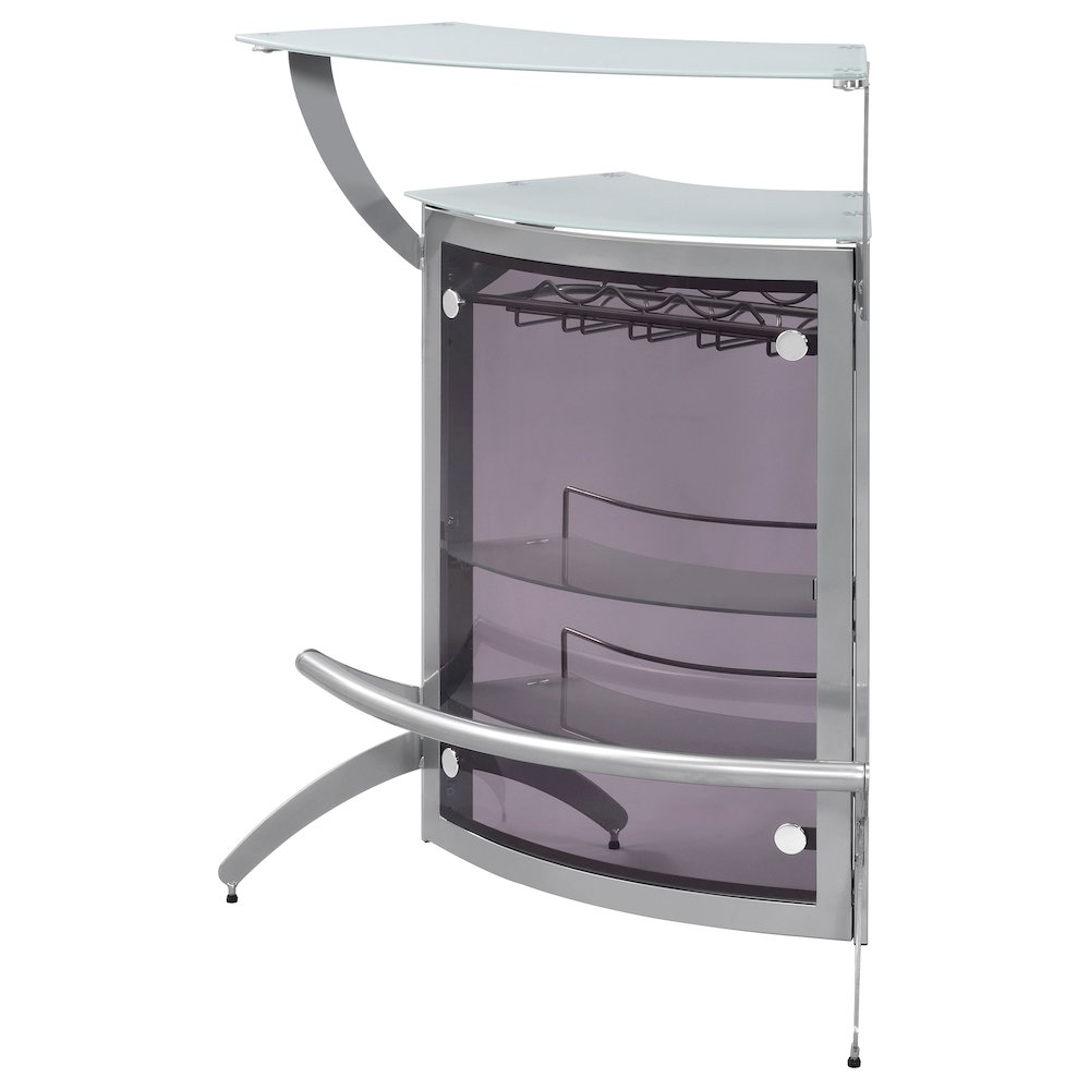 Dallas 2-shelf Curved Freestanding Home Bar Cabinet Silver. Picture 4
