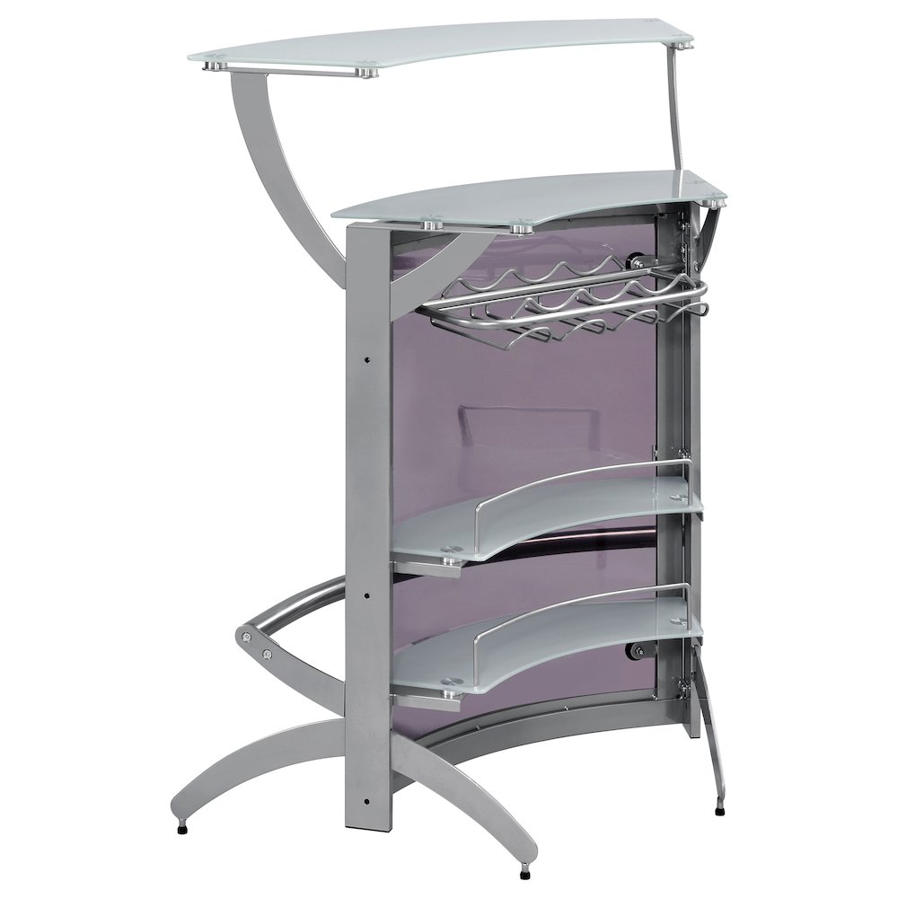 Dallas 2-shelf Curved Freestanding Home Bar Cabinet Silver. Picture 6