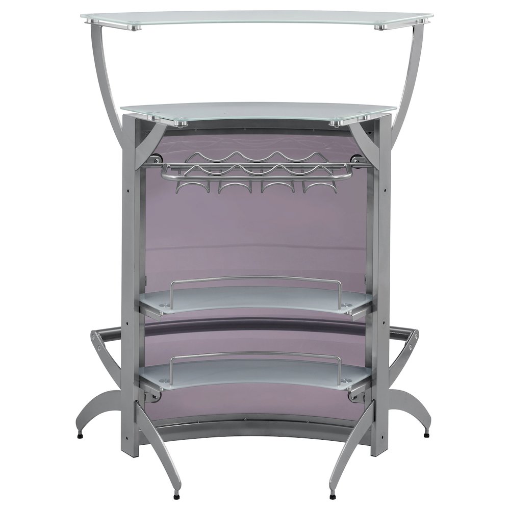 Dallas 2-shelf Curved Freestanding Home Bar Cabinet Silver. Picture 7