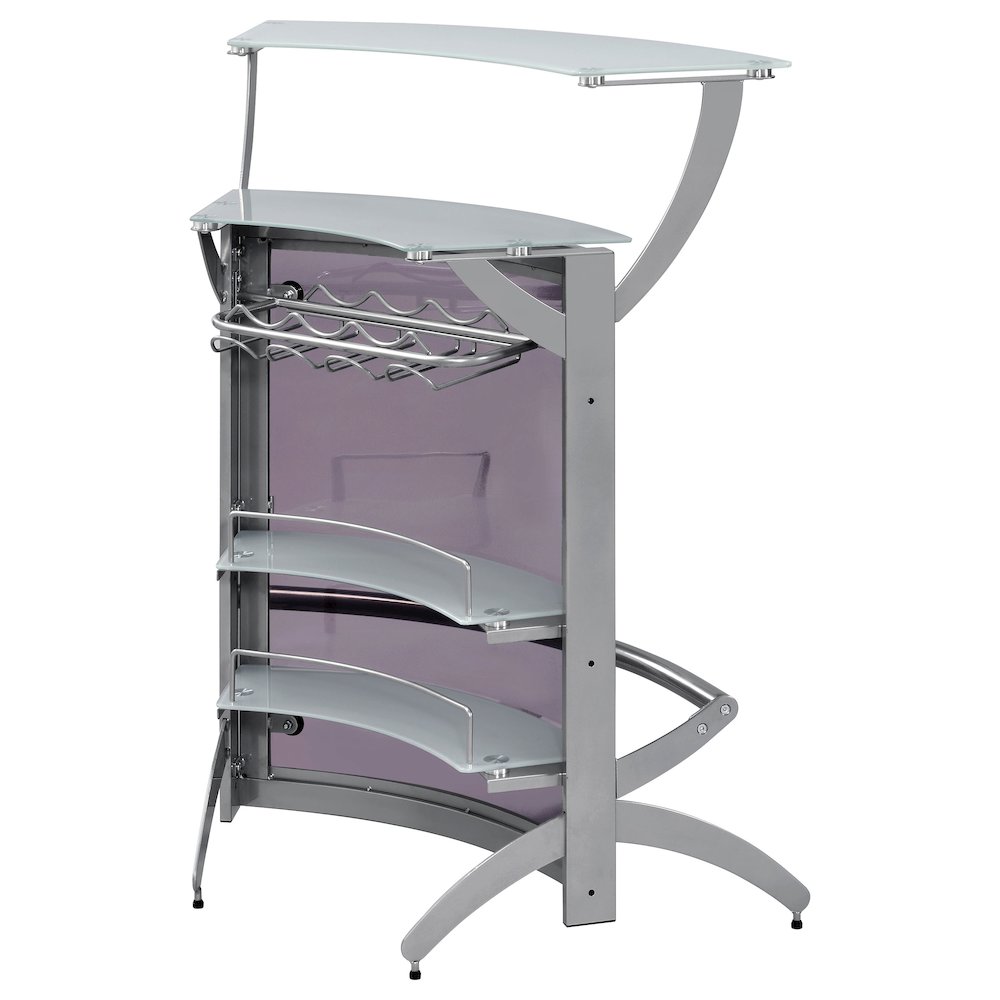 Dallas 2-shelf Curved Freestanding Home Bar Cabinet Silver. Picture 8