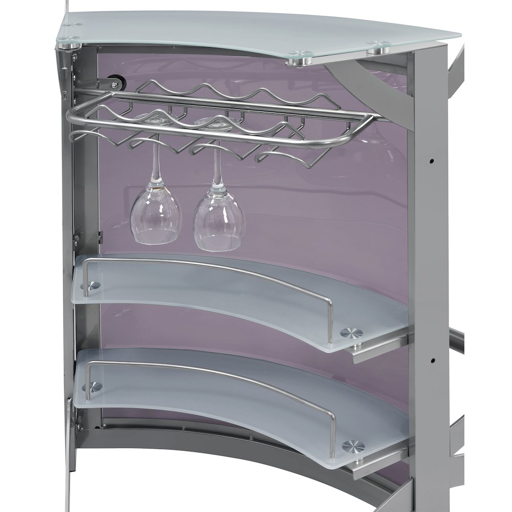 Dallas 2-shelf Curved Freestanding Home Bar Cabinet Silver. Picture 13