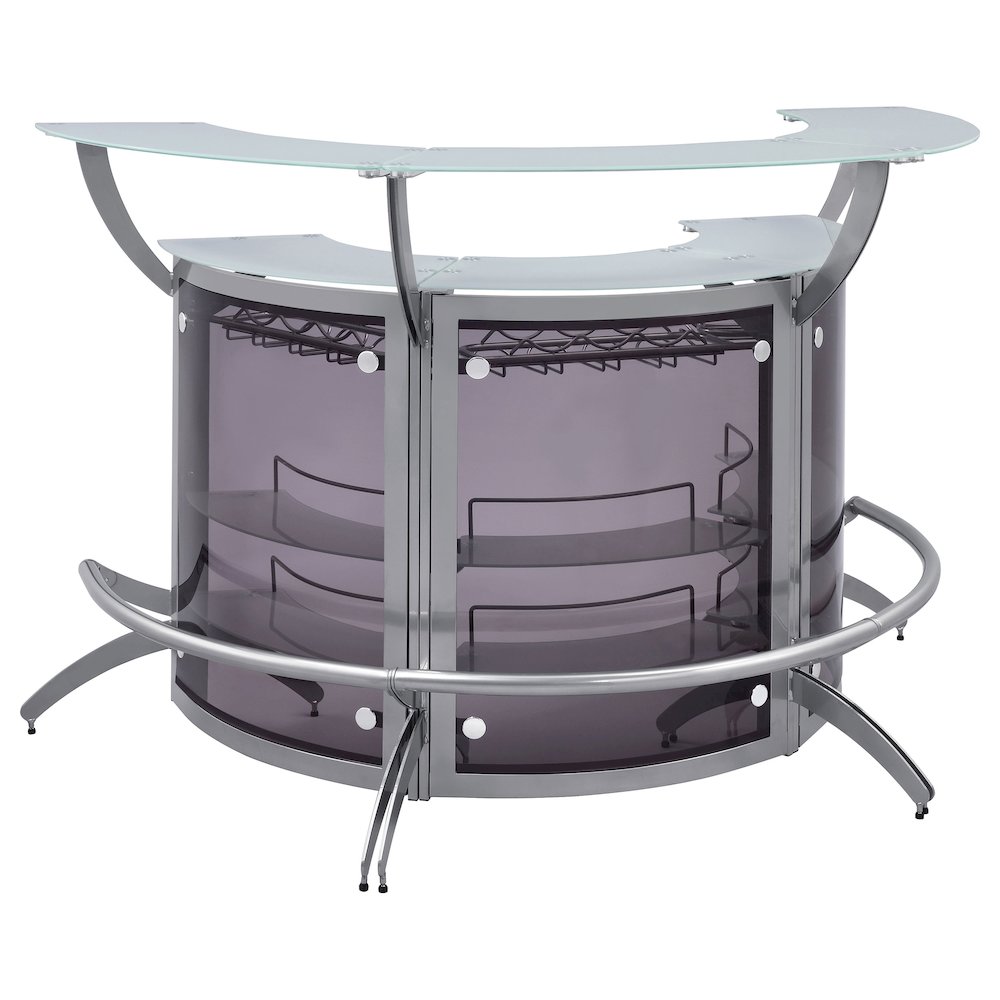 Dallas 3-piece Curved Freestanding Home Bar Cabinet Silver. Picture 1