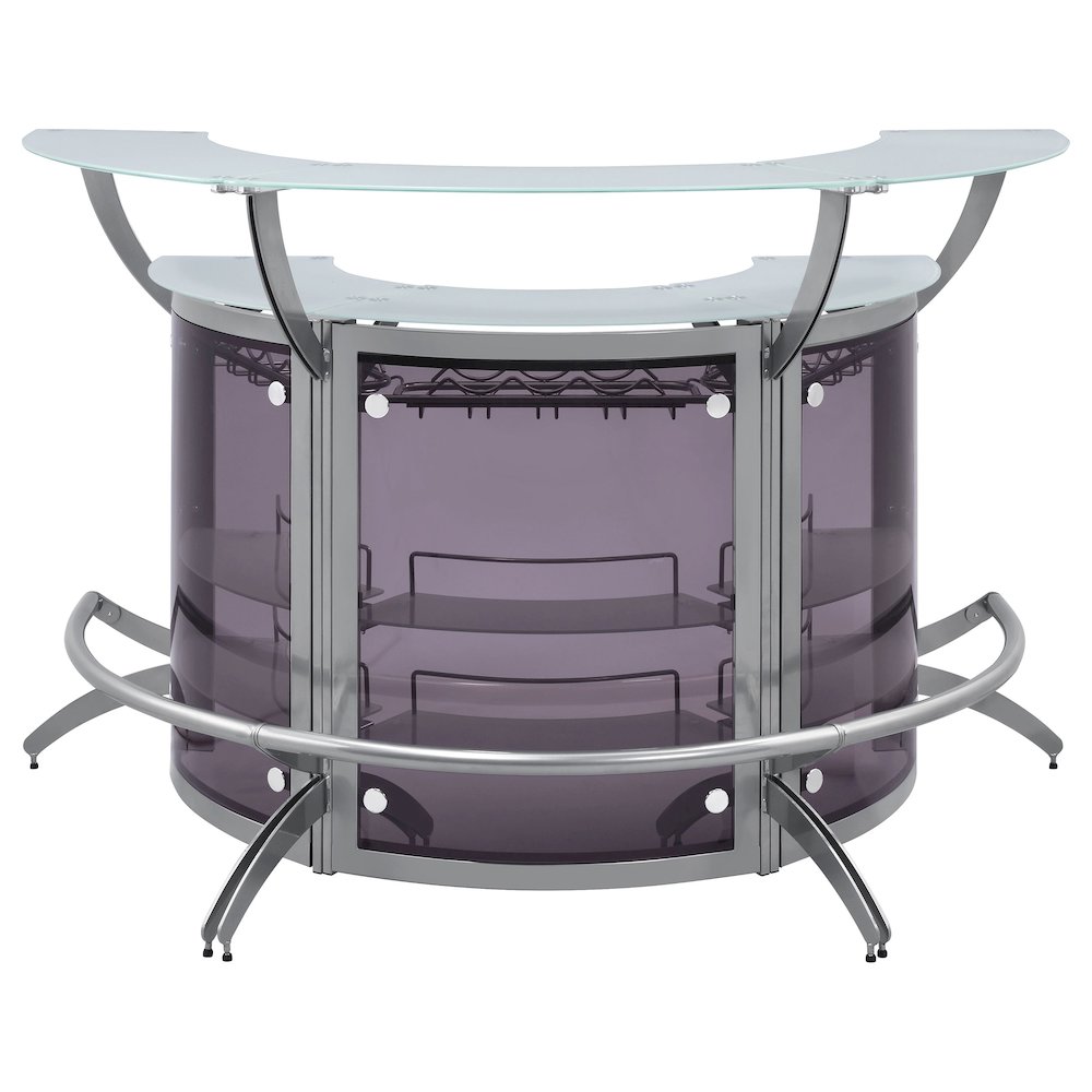 Dallas 3-piece Curved Freestanding Home Bar Cabinet Silver. Picture 3