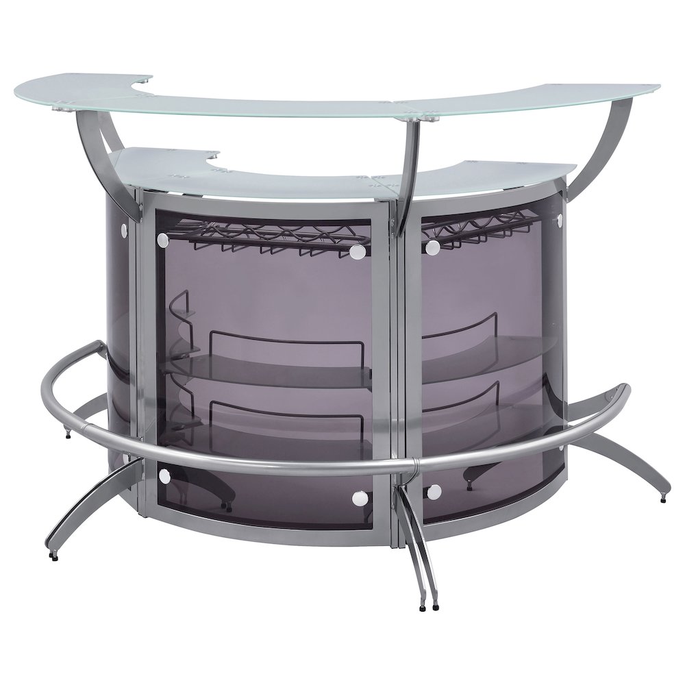 Dallas 3-piece Curved Freestanding Home Bar Cabinet Silver. Picture 4