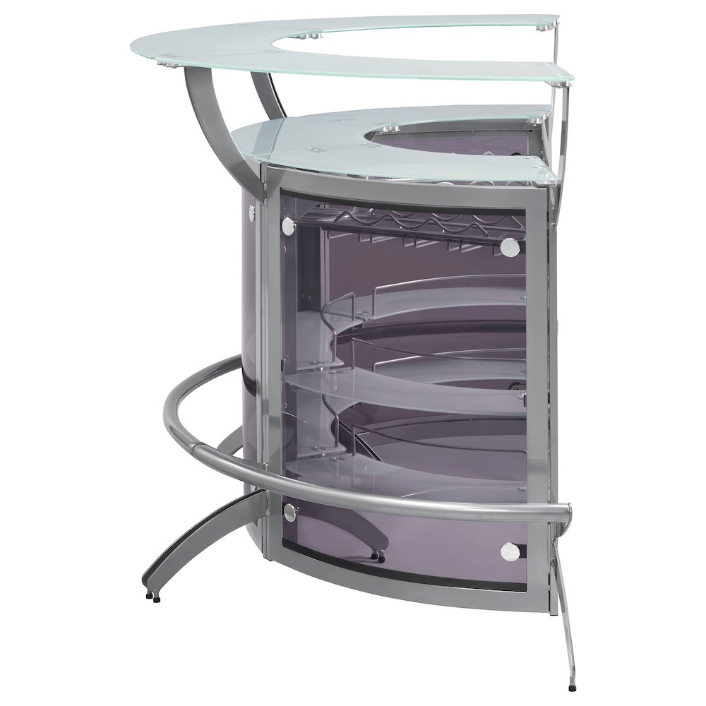 Dallas 3-piece Curved Freestanding Home Bar Cabinet Silver. Picture 5