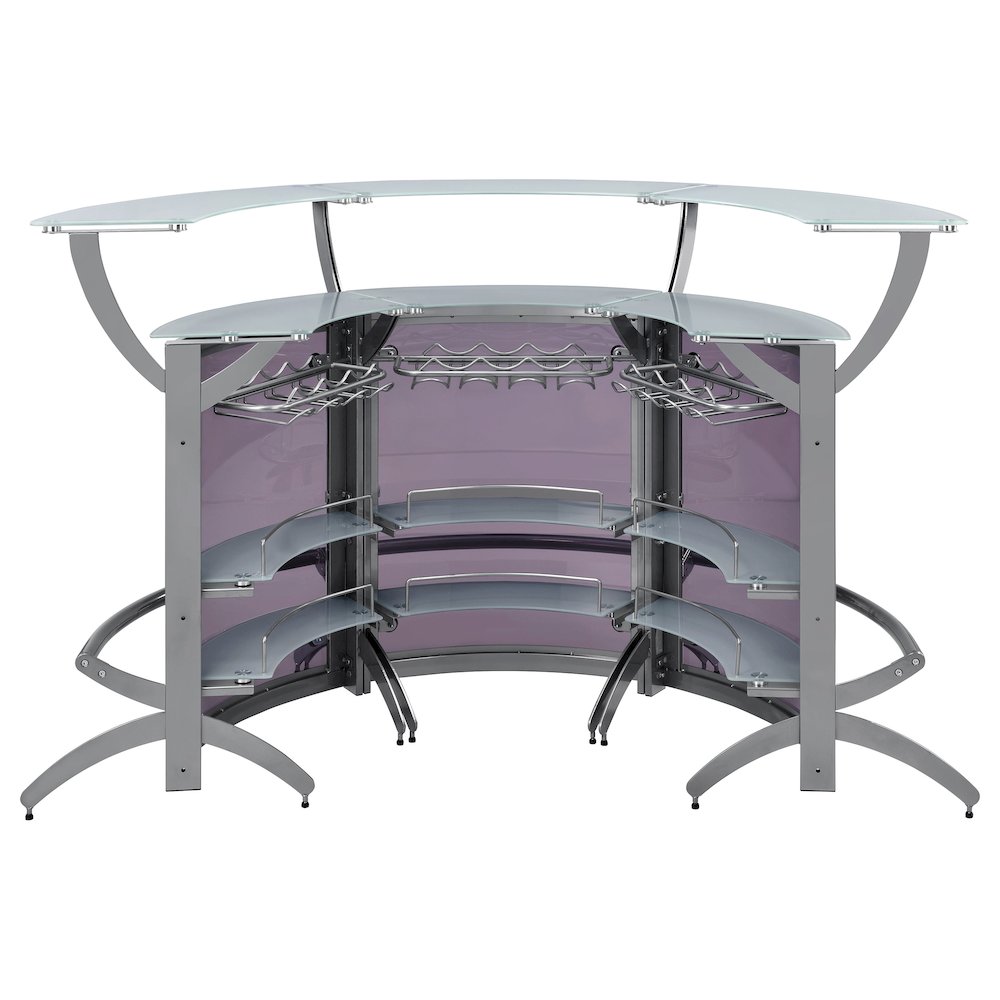 Dallas 3-piece Curved Freestanding Home Bar Cabinet Silver. Picture 7