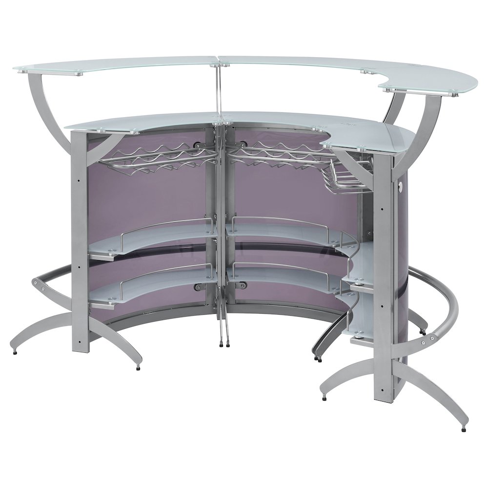 Dallas 3-piece Curved Freestanding Home Bar Cabinet Silver. Picture 8
