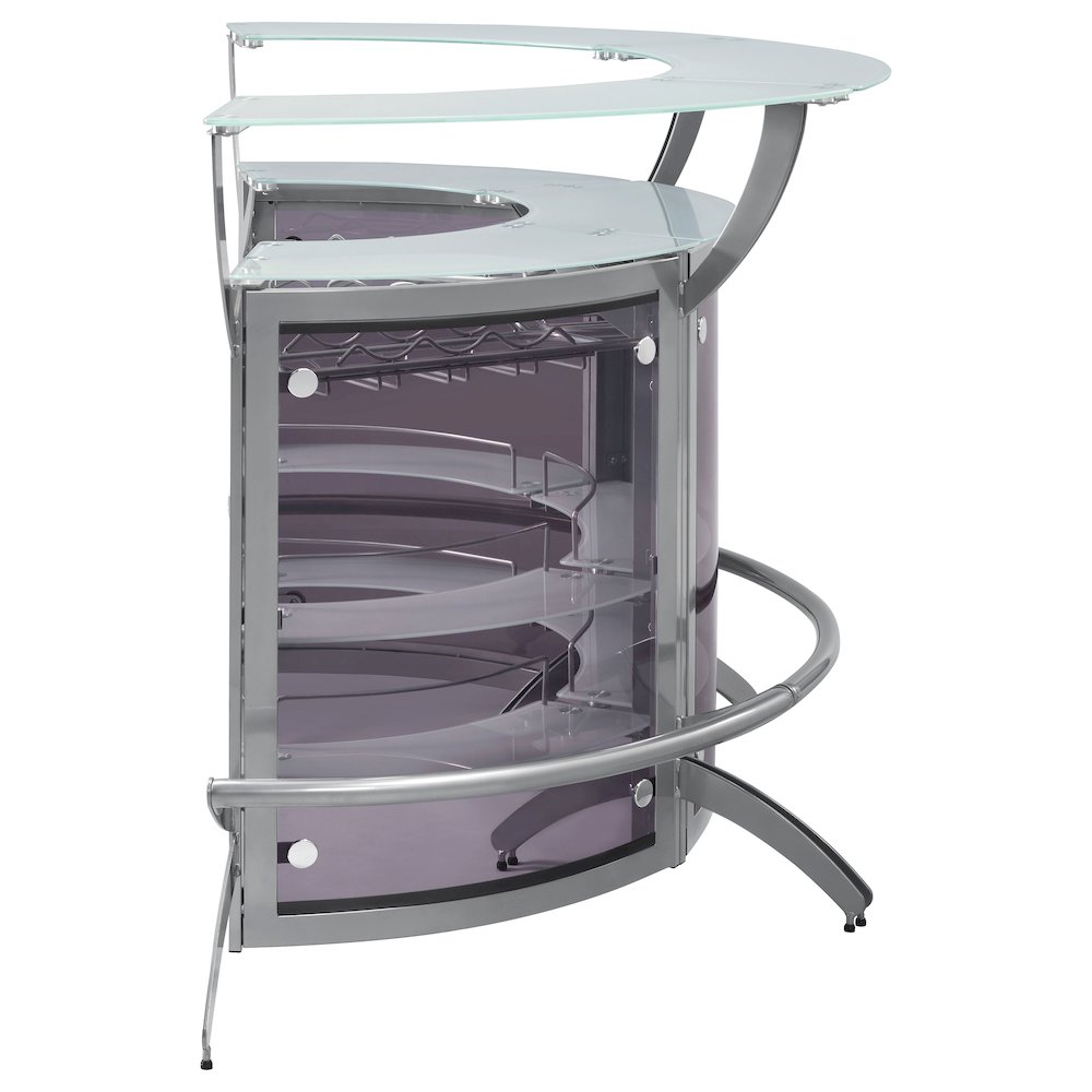 Dallas 3-piece Curved Freestanding Home Bar Cabinet Silver. Picture 9