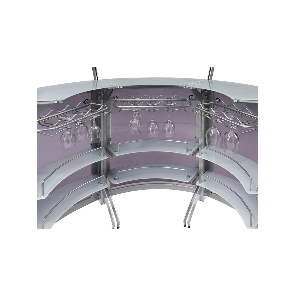 Dallas 3-piece Curved Freestanding Home Bar Cabinet Silver. Picture 13