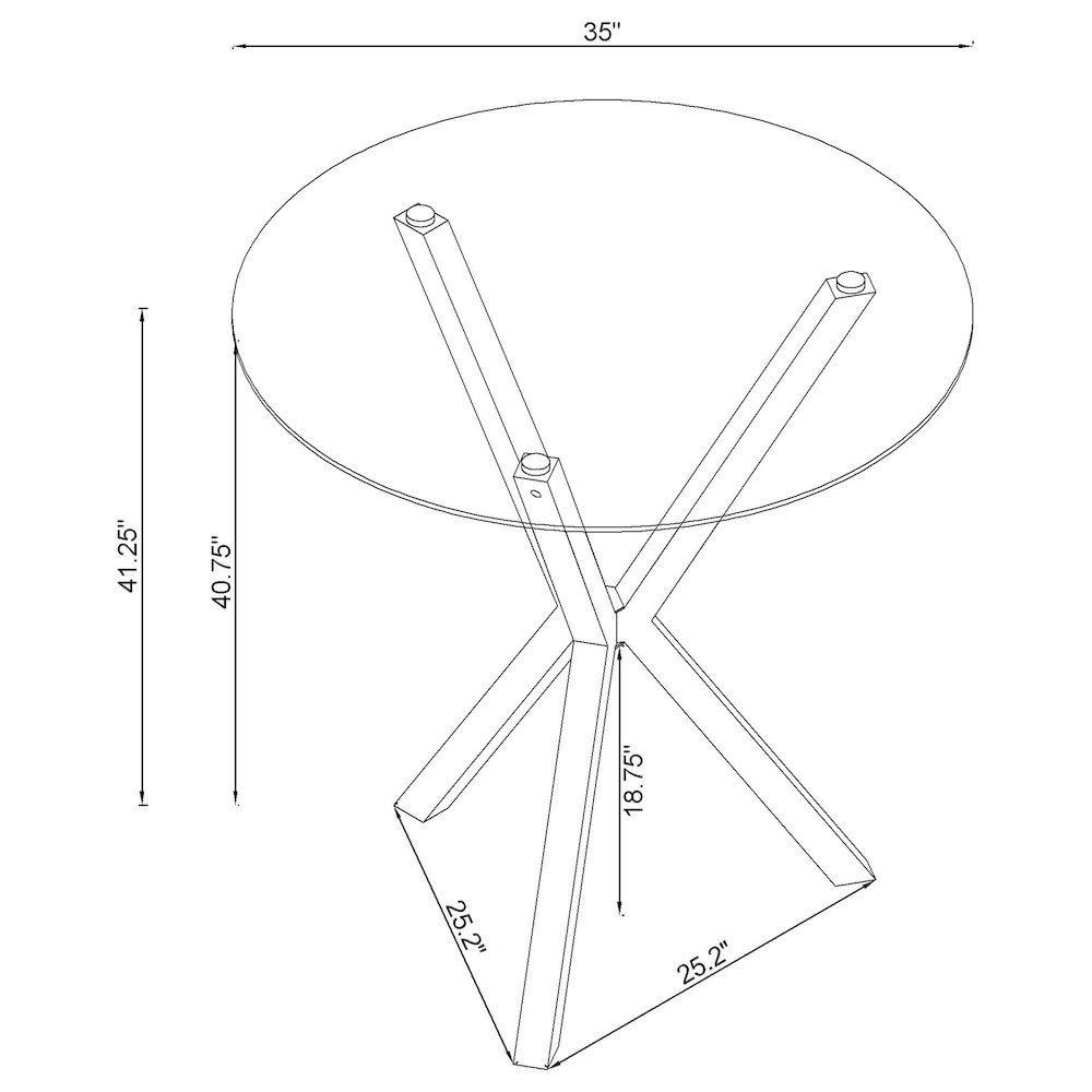 Denali Round 35-inch Glass Top Bistro Bar Table Chrome. Picture 6