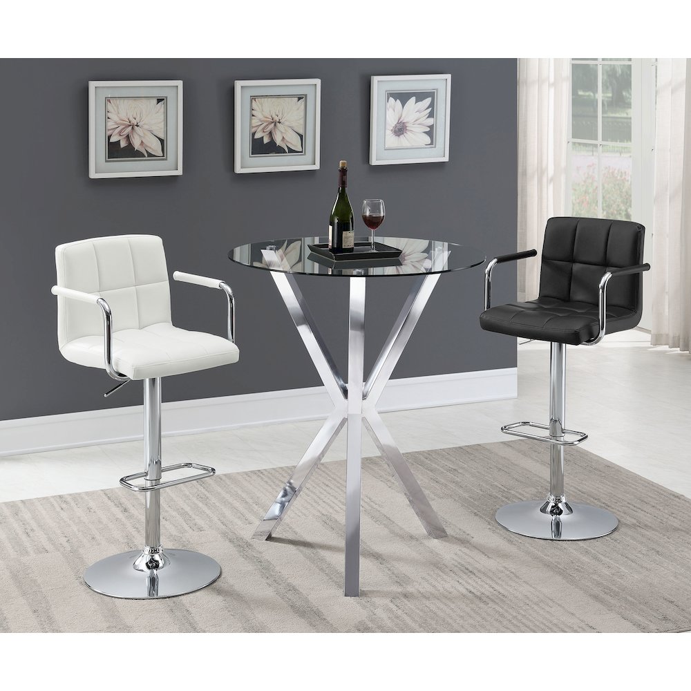 Denali Round 35-inch Glass Top Bistro Bar Table Chrome. Picture 5