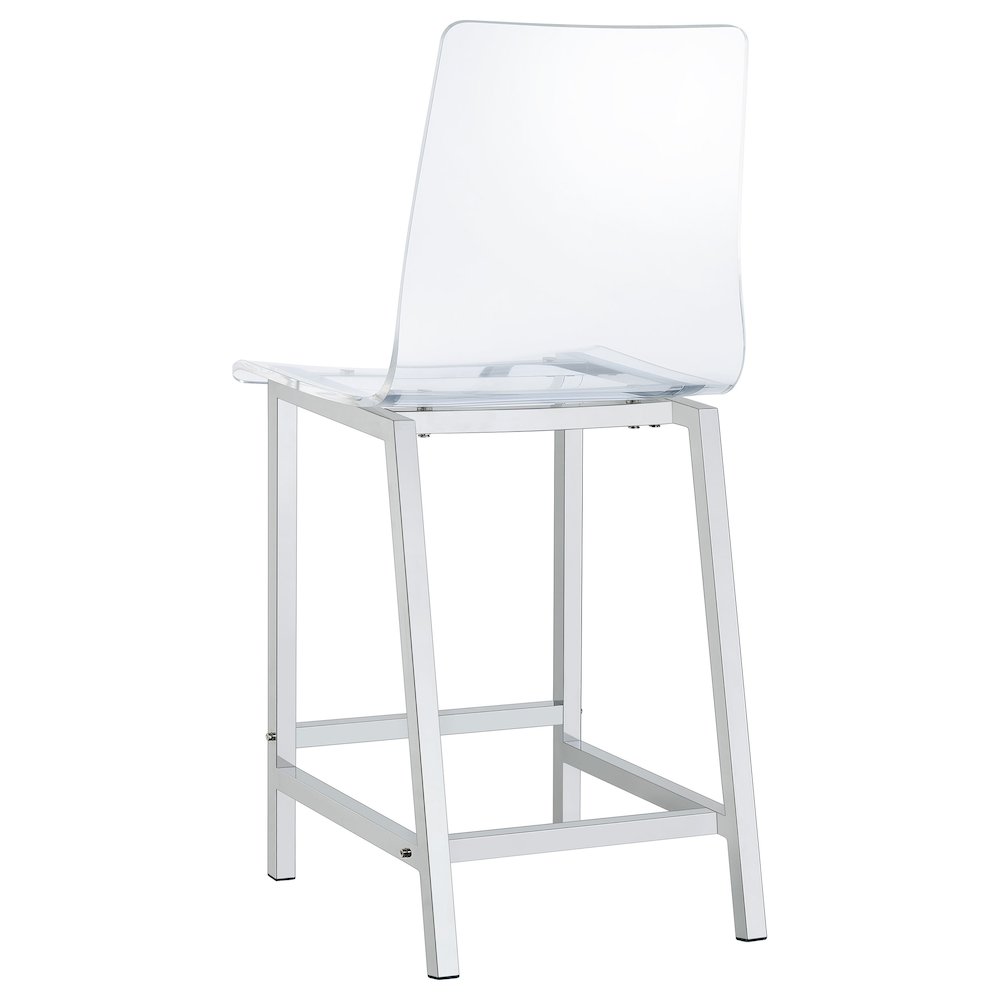 Juelia Clear Acrylic Counter Chair Chrome (Set of 2). Picture 7