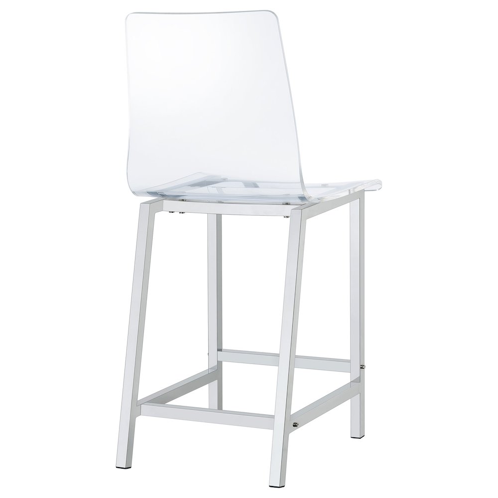 Juelia Clear Acrylic Counter Chair Chrome (Set of 2). Picture 9