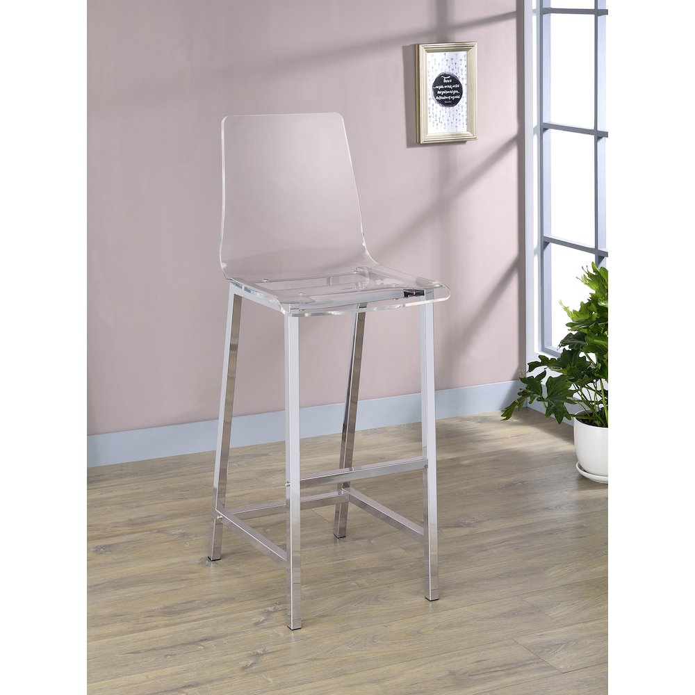 Juelia Clear Acrylic Bar Chair Chrome (Set of 2). Picture 11