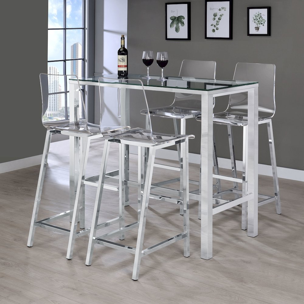 Juelia Clear Acrylic Bar Chair Chrome (Set of 2). Picture 13