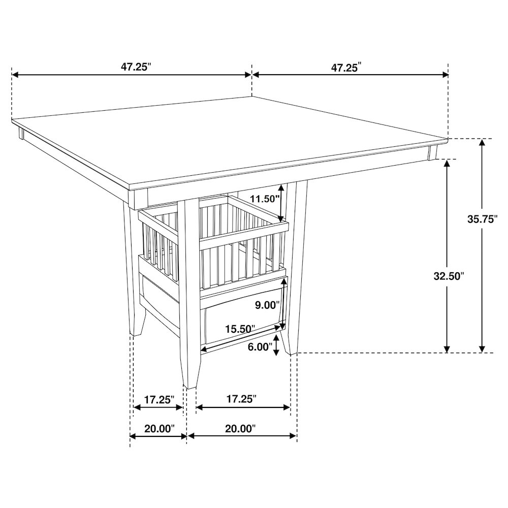 Jaden Square 47-inch Counter Height Dining Table Espresso. Picture 14
