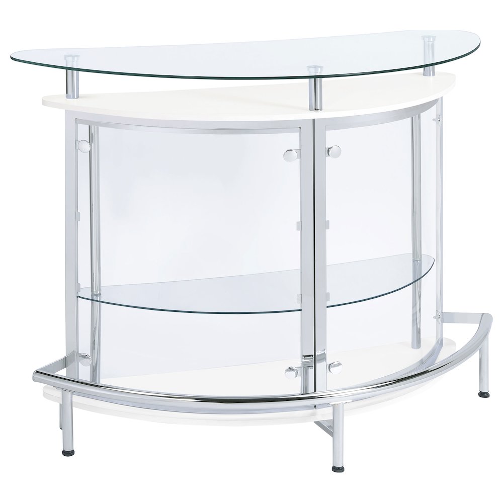 Amarillo Freestanding Glass Top Home Bar Wine Cabinet White. Picture 1
