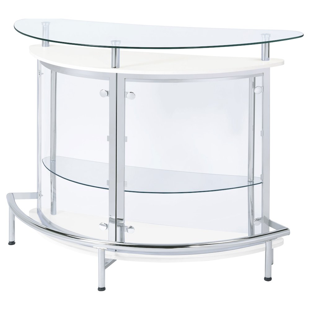 Amarillo Freestanding Glass Top Home Bar Wine Cabinet White. Picture 4