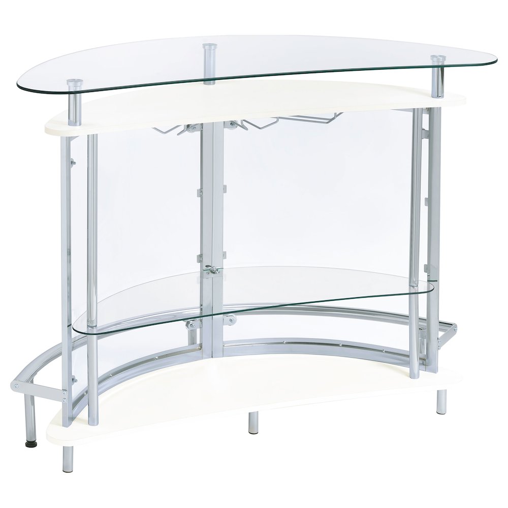 Amarillo Freestanding Glass Top Home Bar Wine Cabinet White. Picture 6